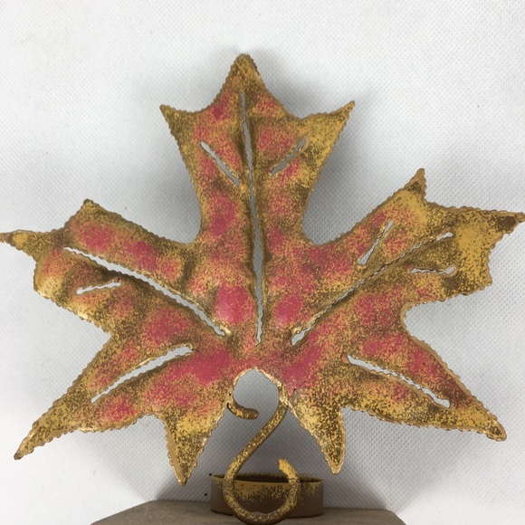 Large Fall Metal Leaf Candle Holder - Picture 5 of 6